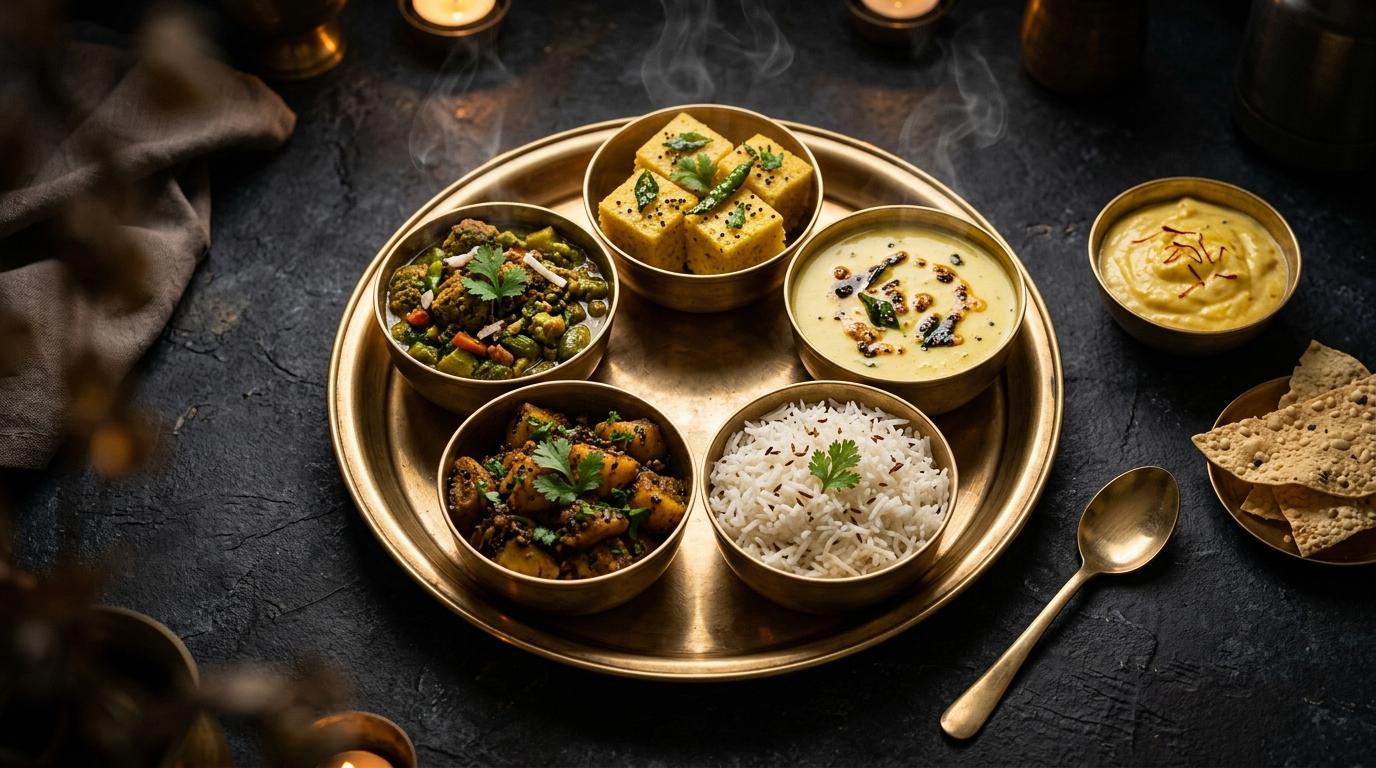 Authentic Gujarati Thali with separate katoris